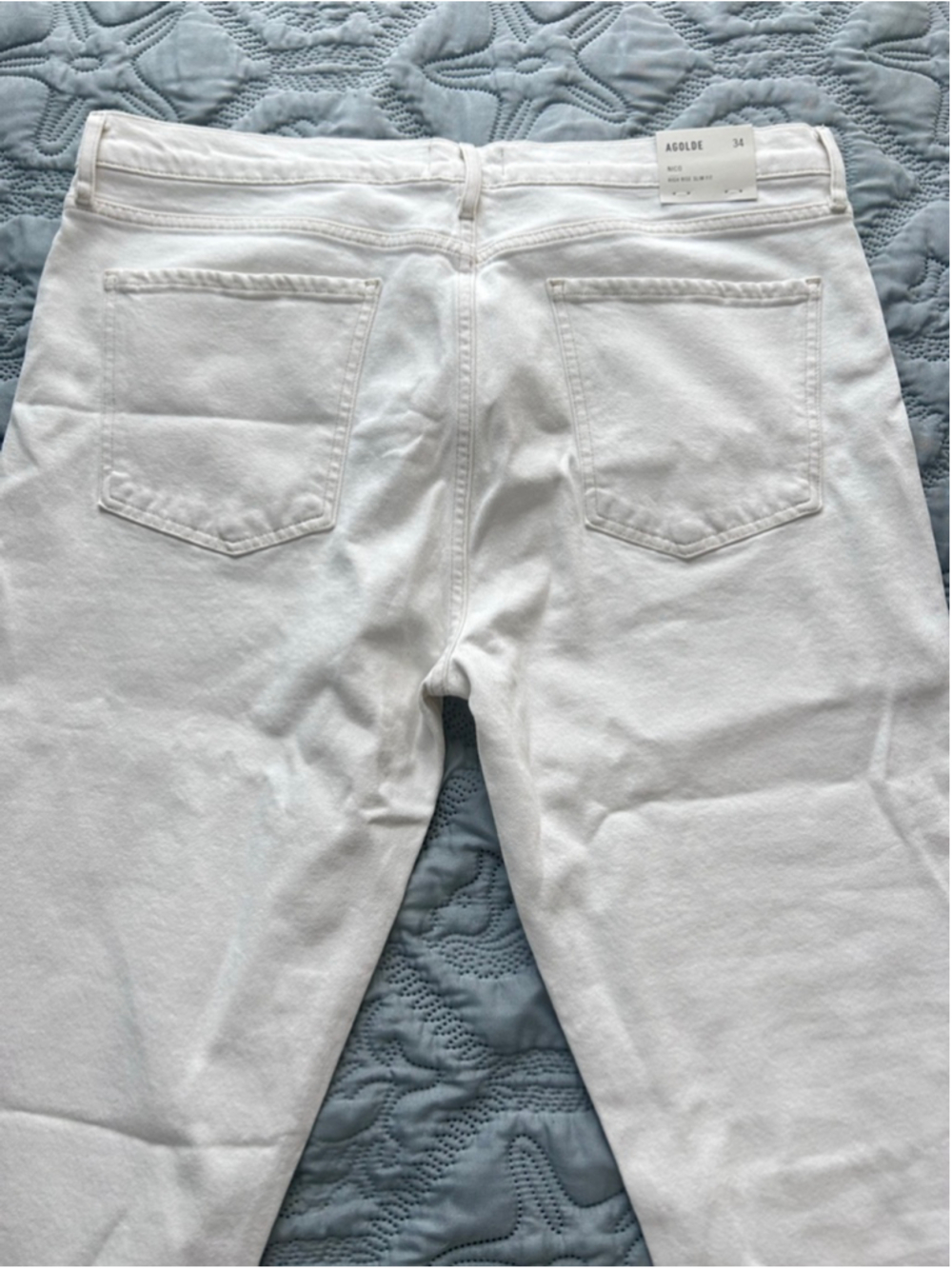 AGOLDE Nico High Rise Slim Crop Jeans White Button Fly Size 34 NWT - Picture 6 of 10